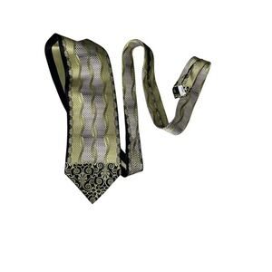 Steven Land‎ Tie 58"x 4" Snakeskin Floral Green Black Silk Edgy Cool